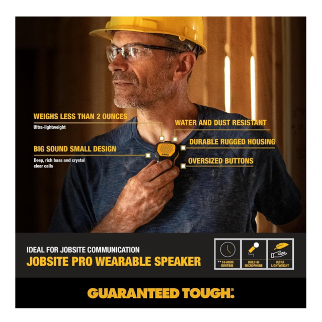 DEWALT 得偉 Jobsite Pro 穿戴式 便攜  藍牙喇叭 IP56 防塵 防潑水 藍牙5.1